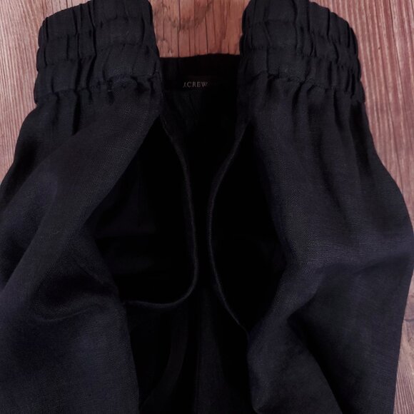 J Crew Wide Leg Seaside Pant In Linen Womens Size Large Black 100% Linen AY501 - Picture 4 of 10